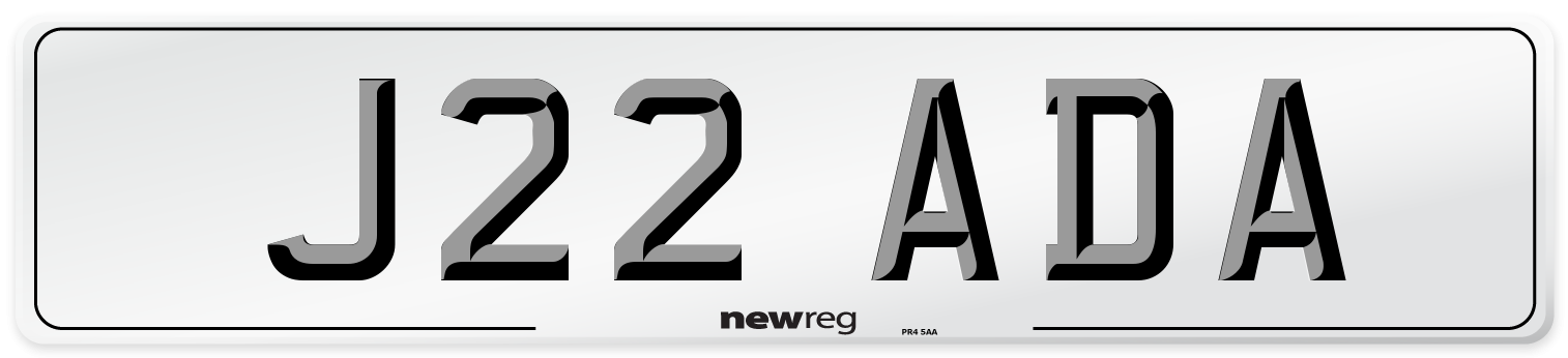 J22 ADA Number Plate from New Reg